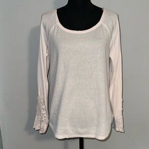 Blush American Eagle Henley with Lace Accents